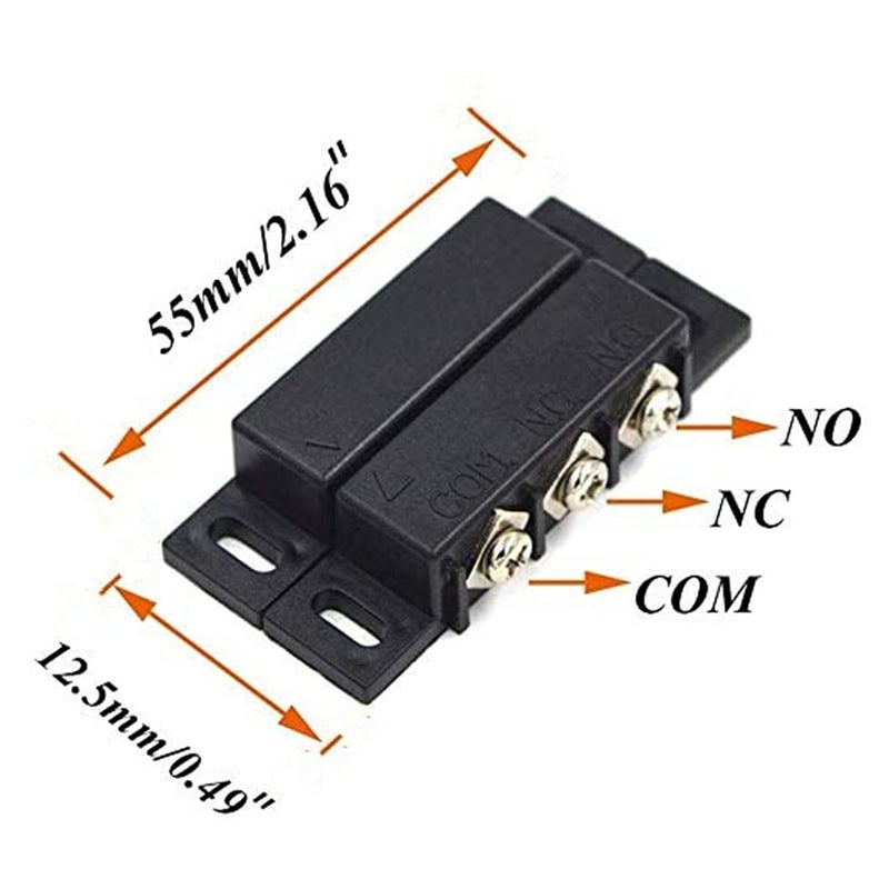 bnafes 4Sets Magnetic Reed Switch, Magnetic Door Switch/Magnetic Contact Switch/Normally Open Closed NC NO Door Alarm Window Security, for DC 5V 12V 24V Light - Image 3